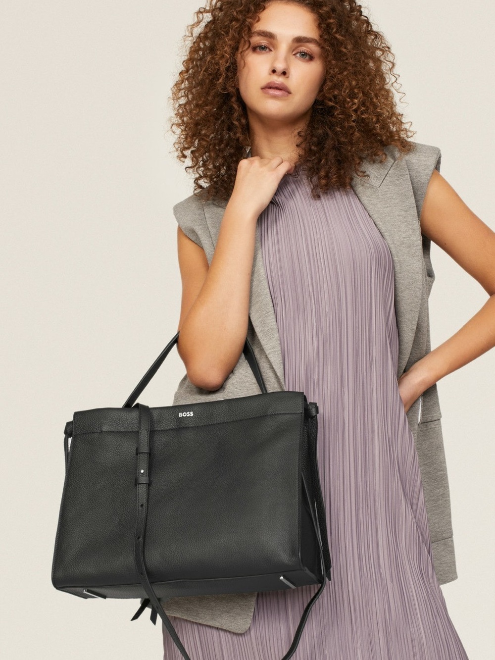Hugo Boss Katlin Small Leather Tote/Crossbody Bag in Light Blue